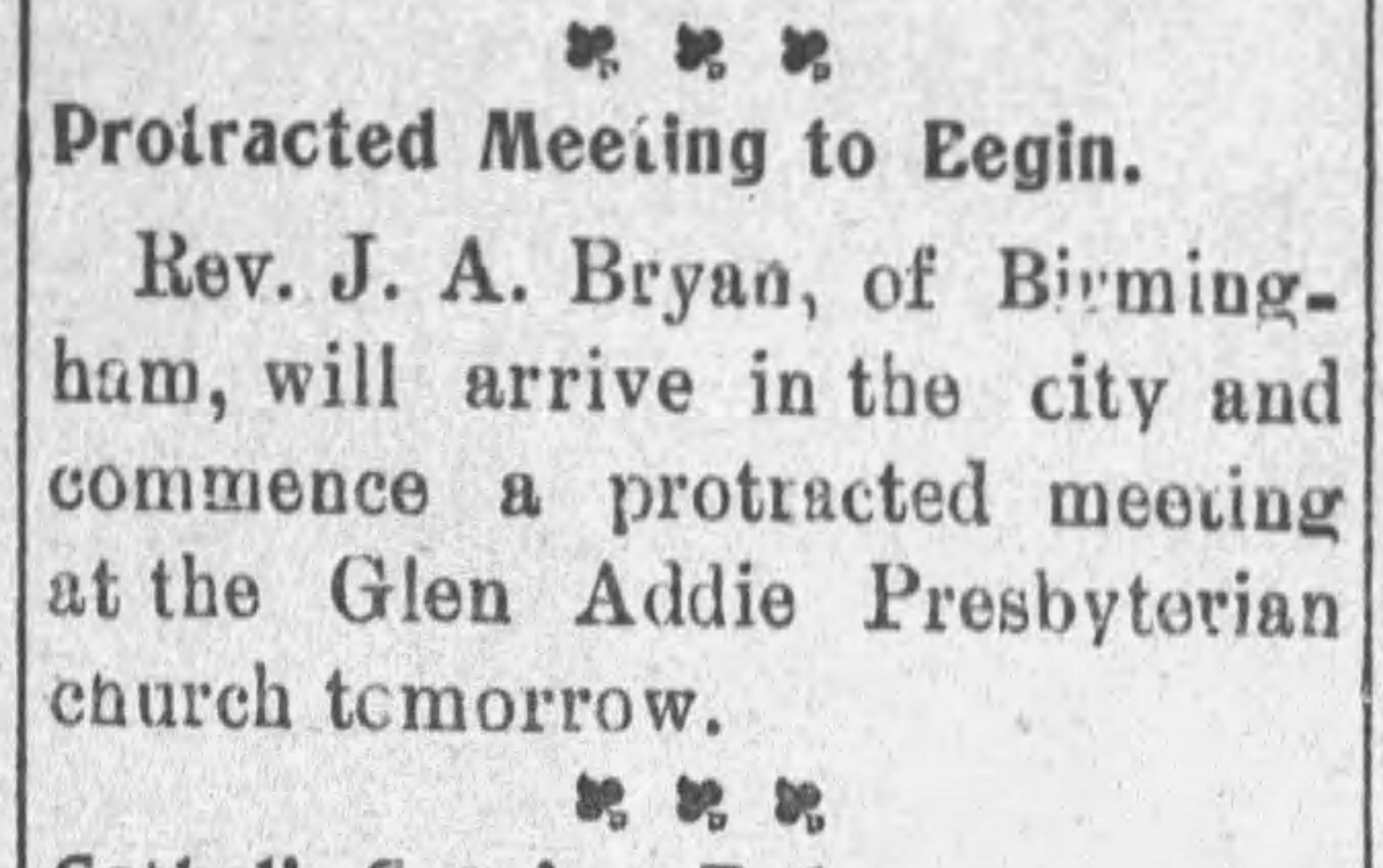 Protracted Meetings To Begin